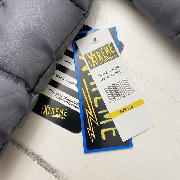 New Child’s iXTREME Winter Puffer Coat Gray Polyester Unisex Sz 12 Months - Picture 3 of 8